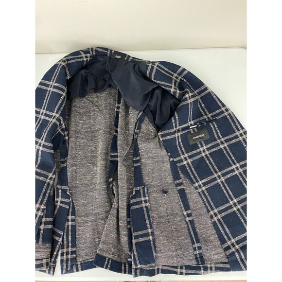 Men Nordstrom 2-button cotton linen plaid unstructured blazer sport coat, XL - Picture 5 of 6